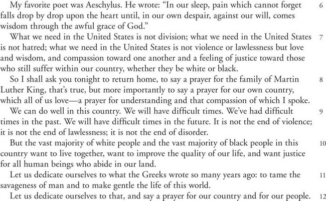 Robert F. Kennedy's speech on the assassination of Martin Luther