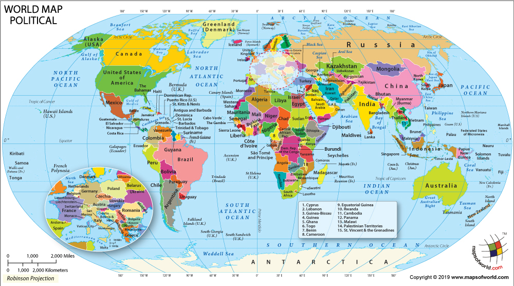 World Map Showing States